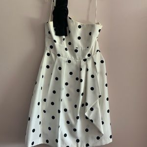 Black and white polkadot cocktail dress